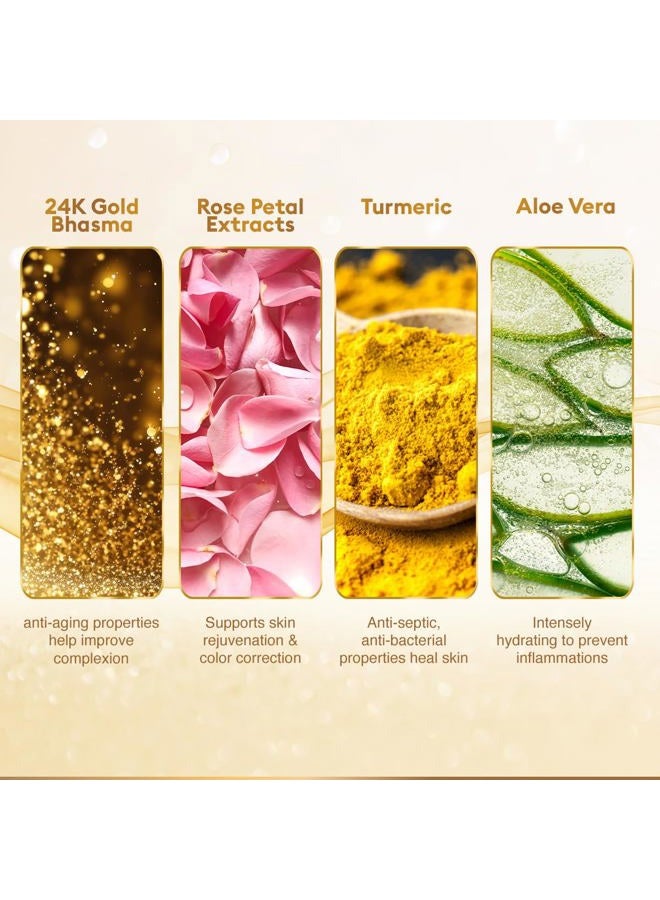 VLCC Gold Facial Kit for Bright & Glowing Skin 60g | 6-Step Facial Kit with Gold Infused Products | Cleanser, Scrub, Gel, Cream, Peel-Off Mask, & Moisturizing Gel | Instant Glow & Hydration. - Image 4